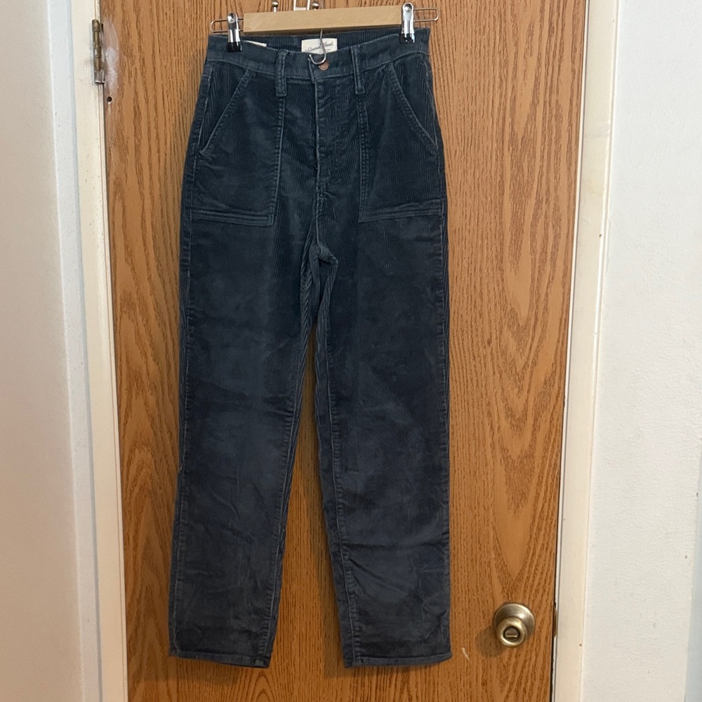Universal Thread Vintage Straight Leg Utility Carpenter Corduroy Pants Teal Sz 2